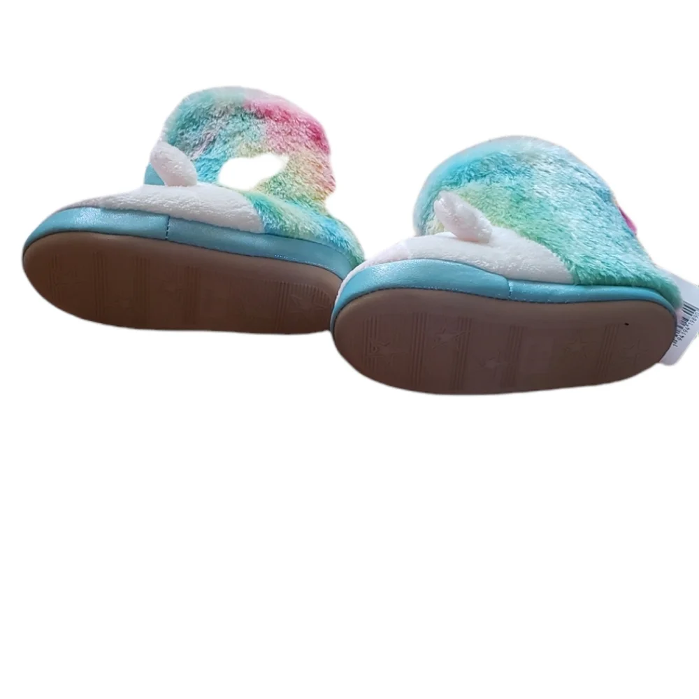 NWT Totes Colorful Unicorn Ankle Slippers Size 7-8